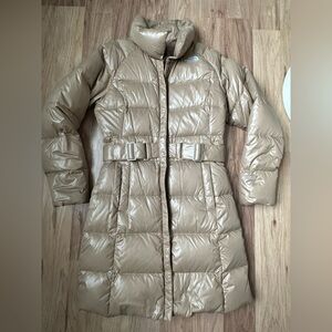 The North Face Women's Beige/Tan Long Belted Puffer Coat